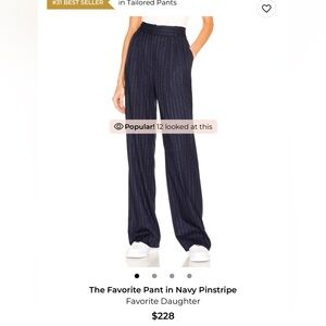 Favorite Daughter “The Favorite Pant” Navy Pinstripe - Size 0 - Tailored Trouser